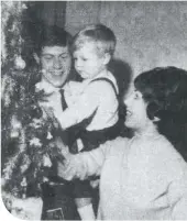  ??  ?? Donald Mackay around a Christmas tree with son, Craig, and wife, Pat, 50 years ago