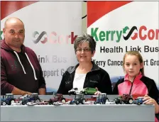  ??  ?? Sean Healy Organiser and his daughter Rebecca with Breda
Hyland, Kerry Cork Health Link Bus at the recent launch of Killarney Die-Cast and Diaroma Show which will take place in Torc Hotel,Mallow Road, Killarney this Sunday August 7th