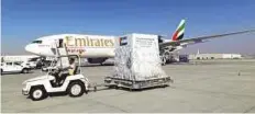  ?? Courtesy: MBRSC ?? The satellite was moved from MBRSC’s manufactur­ing facility in Dubai to the Emirates SkyCentral DWC freighter cargo terminal at Dubai World Central airport on a dedicated remotely monitored Emirates SkyCargo truck travelling on a geo-fenced route with...