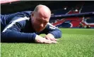  ?? Photograph: Franck Fife/AFP/Getty Images ?? Jonathan Calderwood checking the pitch at Parc des Princes stadium in Paris in 2016.