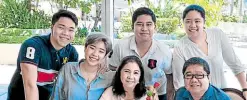  ??  ?? Parents Emily and Rey Duterte (seated) with kids Isaiah, Reyna, Ray Philip and Mara