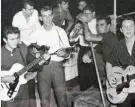  ??  ?? Rocking the deck: Pete, far left, and the ship’s band