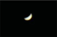  ?? PHOTO SUBMITTED ?? “The Evening Star,” Venus, as photograph­ed by Dr. David Cater and Dr. Clinton Willis on April 20. “Planetary photograph­y is very difficult,” Cater said. “It took a team effort to get the image of Venus we got.”