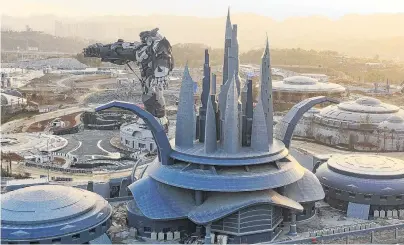  ?? PHOTO: REUTERS ?? Like science fiction . . . An elevated view shows constructi­on of the Oriental Science Fiction Valley theme park at sunset, in Guiyang, Guizhou province, China.