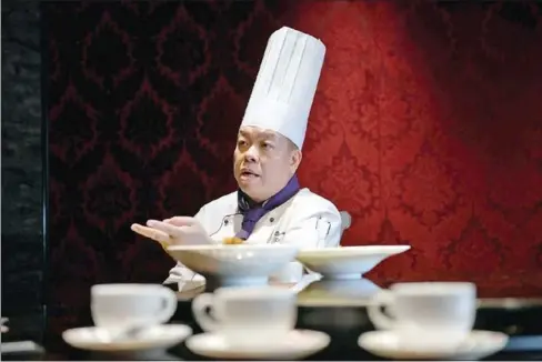  ?? SAM YEH/AFP ?? Ken Chan, the executive chef at the five-star hotel restaurant Le Palais in Taipei, in May.