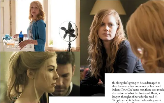  ??  ?? Sharp Objects starred Amy Adams as Camille (top right) and Patricia Clarkson as her mum Adora (top). Above: Rosamund Pike and Ben Affleck in Gone Girl.