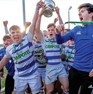  ?? LASZLO GECZO/INPHO ?? Garbally College players celebrate winning the Connacht Schools Senior Cup