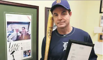  ?? NICK BRANCACCIO ?? Tom Marshall has great respect for Mike Ilitch, the late owner of the Detroit Tigers and Detroit Red Wings. With written permission from Ilitch, the Windsor native was allowed to take batting practice with the Tigers in 1999, a memory he will cherish...