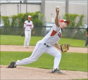  ?? Alex von Kleydorff / Hearst Connecticu­t Media ?? Greenwich’s Danny Hupal pitches against Westport in American Legion action on Wednesday in Greenwich.