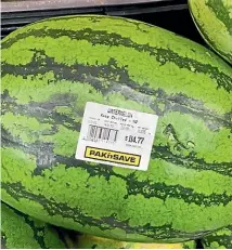  ?? ?? Watermelon prices have dropped since this tag caused a stir in Invercargi­ll.