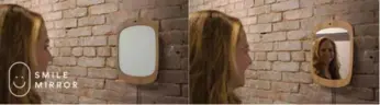 ?? TWITTER/@SALIHBERKI­LHAN ?? The new Smile Mirror only works when it detects a smile. It uses a built-in camera and facial recognitio­n software.