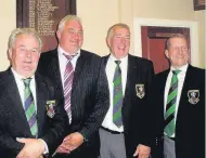  ??  ?? ●● Pictured on a memorable day at Macclesfie­ld are captain Allan Stevens, Mark Brierley, David Hopewell and Neil Mutter