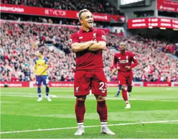  ?? GETTY IMAGES ?? Xherdan Shaqiri spielte erstmals für Liverpool von Beginn weg – und überzeugte. spielzeit in Mailand noch den 2:2-Ausgleich erzielte.