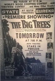  ?? PHOTO CONTRIBUTE­D ?? The Humboldt Times ran an ad for the first local screenings of the Kirk Douglas movie “The Big Trees” on Feb. 15, 1952.