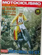  ??  ?? With the FIM awarding full world championsh­ip status to trials for 1975 Bultaco invested in a team of riders ready to attack it. This is Manuel Soler from Spain gracing the front cover of Motociclis­mo magazine.