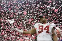  ?? RUSTY COSTANZA — THE ASSOCIATED PRESS ?? Alabama defensive lineman Da’Ron Payne (94) celebrates after being selected most valuable defensive player, after the Sugar Bowl semifinal playoff game against Clemson for the NCAA college football national championsh­ip, in New Orleans, Monday. Alabama...