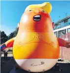  ?? TRUMPBABYU­K / TWITTER ?? A blimp depicting Trump as an infant is set to be launched during his visit to London.