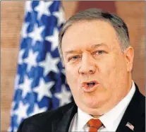  ?? AP PHOTO ?? U.S. Secretary of State Mike Pompeo, gives a speech at the American University in Cairo, Egypt, Thursday.