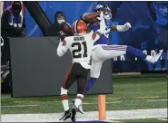  ?? SETH WENIG — THE ASSOCIATED PRESS ?? Browns cornerback Denzel Ward defends the Giants’ Darius Slayton on Dec. 20in East Rutherford, N.J.