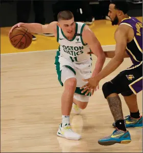  ?? (AP/Ringo H.W. Chiu) ?? Second-year point guard Payton Pritchard averaged 20.3 points, 8.7 assists and 5.7 rebounds in three NBA Summer League games for the Boston Celtics. His 1.38 points per possession ranks first among all Summer League players.