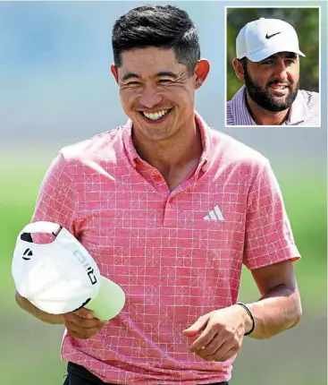  ?? ?? Smiles all round: Collin Morikawa shot a 66 while Scottie Scheffler (inset) carded a 65 to be just three shots off the lead after the second round of the RBC Heritage at Harbour Town Golf links on Friday. — afp