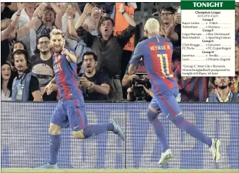  ?? PICTURE: EPA ?? Barcelona Argentinia­n striker Lionel Messi completed a record sixth hat-trick in Champions League competitio­n in their Group C match against Celtc at Camp Nou stadium last night.