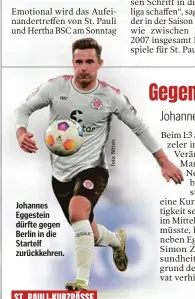  ?? ?? Johannes Eggestein dürfte gegen Berlin in die Startelf zurückkehr­en.