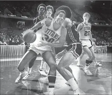  ??  ?? FORWARD GREG BUNCH was truly the best of the bunch for the Titans in the 1977-78 season, averaging 15.8 points and eight rebounds and scoring 18 points in the first-round NCAA victory over New Mexico.