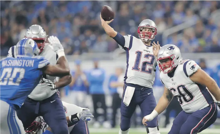  ?? — GETTY IMAGES FILES ?? Tom Brady and the New England Patriots have little competitio­n in the AFC East with Buffalo, the New York Jets and possibly Miami expected to struggle.