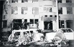  ??  ?? The aftermath of the shocking explosion at Magoo’s Bar on the Durban Esplanade, June 14, 1986