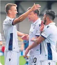  ??  ?? Andrew Nelson celebrates making it 1-0 for Dundee