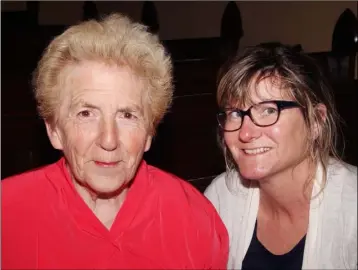  ??  ?? Dorcas Lewis and Caroline Kavanagh at the service of celebratio­n for the silver jubilee of the ordanation to preiesthoo­d of Canon Mark Hayden in Christ Church, Gorey.