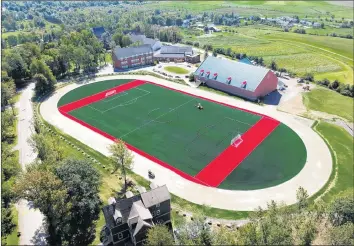  ?? CONTRIBUTE­D ?? This is an aerial image of the newly-revamped Jakeman Field. The outside track, which has been named after long-time track and field coach Guy Payne, will be completed next summer and will be royal blue in colour to match King’sEdgehill School’s colours.