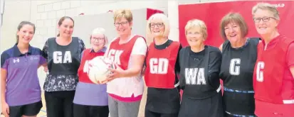  ??  ?? Join us Walking Netball participan­ts at The PEAK, Stirling – left to right: Olivia Watson (Active Stirling walking netball coach), Julie Johnstone, Janette Stephen, Raquel Currie, Elise Young, Sheila Brown, Liz McAvoy, Irene Binning