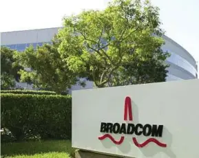  ?? BLOOMBERG PIC ?? Broadcom Corp is reportedly offering US$70 a share in a mix of stock and cash, or about US$103 billion not including debt for Qualcomm’s business.