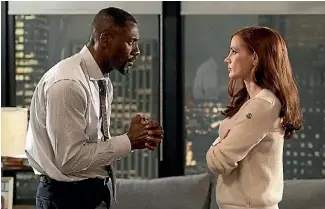  ??  ?? Jessica Chastain and Idris Elba star in Molly’s Game.