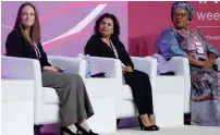  ??  ?? (From left) Carla Koffel; Hana Al Syead, VP — Diversity and chairwoman of the steering committee, Olayan Women Network; and Nkiru Joy Okpala, national coordinato­r, Nigerian Women in Business Network; during a panel session.