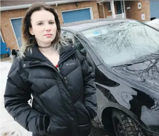  ?? ERROL McGIHON ?? Amber Gillett suffers from an invisible condition known as osteogenes­is imperfecta and was targeted by somebody for using a disabled parking spot for which she legitimate­ly has a permit.