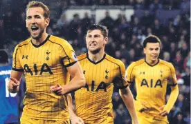  ??  ?? Tottenham's Harry Kane celebrates scoring his second goal Photo: AP