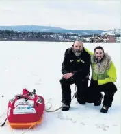  ??  ?? British adventurer­s Phil Sturgeon (left) and Ash Routen during their epic walk.