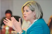  ?? JOHN RENNISON THE HAMILTON SPECTATOR ?? Ontario NDP Leader Andrea Horwath at The Spectator editorial board meeting on Thursday.