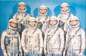  ??  ?? The Mercury Seven in 1960; from left, Wally Schirra, Alan Shepard, Deke Slayton, Gus Grissom, John Glenn, Gordon Cooper and Scott Carpenter