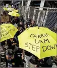  ??  ?? Protesters in Hong Kong