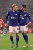  ?? AFP ?? Che show Jaime Vardy e Ayoze Perez festeggian­o dopo un gol