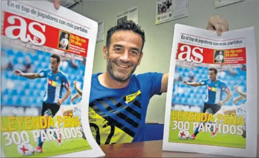  ??  ?? PACO PEÑA HABLÓ CON AS. El capitán del Hércules alcanzará el domingo una cifra al alcance de pocos en la historia del club.