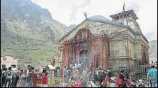  ?? HT FILE ?? The Kedarnath shrine in Rudrapraya­g district is part of the Chardham Yatra in Uttarakhan­d.