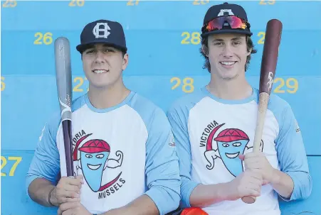  ??  ?? New HarbourCat­s Ryan Ober, left, and Joe Casey are both hoping to face plenty of pitching this summer.