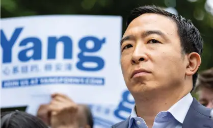  ??  ?? The tech entreprene­ur and former presidenti­al candidate Andrew Yang is among the leading candidates in the Democratic primary. Photograph: Justin Lane/EPA