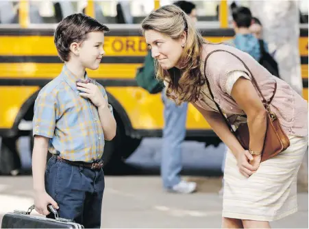  ?? CBS ?? Iain Armitage and Zoe Perry in Young Sheldon, a comedy about the early years of The Big Bang Theory’s central characters.