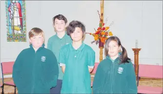  ?? LVN120918b­fspeech ?? St Mary’s School speech competitio­n winners, back row, Ryan Chambers with in the front Max Zandbergen-Dulver, Apera Tameta and Ella Parlato.